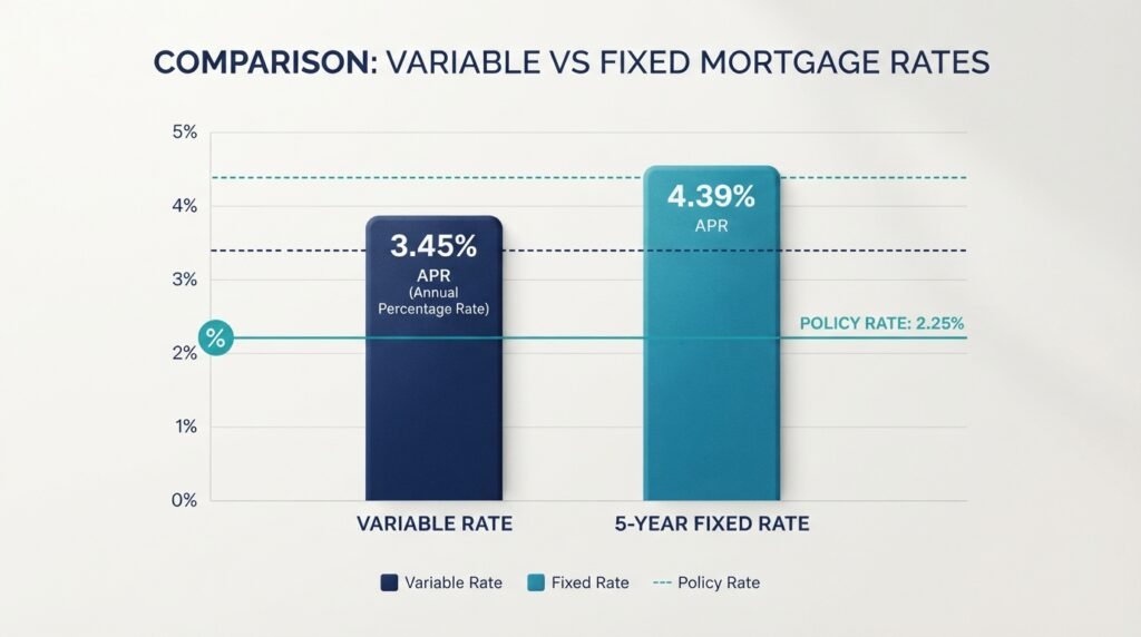 Bank of Canada rate September 2026 comparison of variable and fixed mortgage rates chart