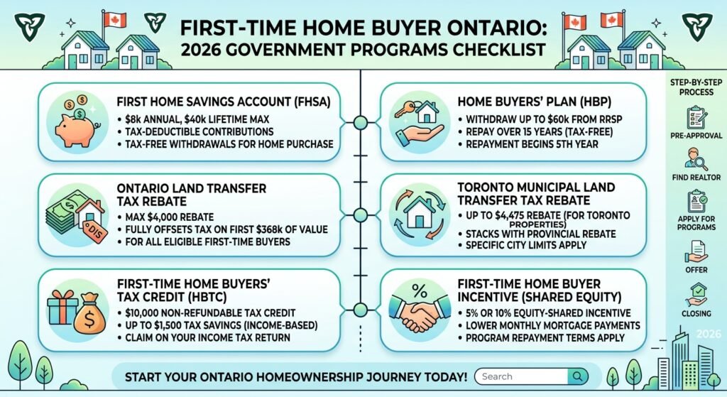 first-time home buyer Ontario 2026 government programs checklist