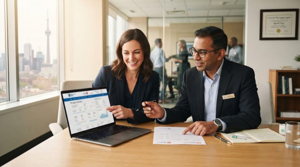 Ontario mortgage rates 2026 — homeowner reviewing mortgage options with a mortgage agent at a desk