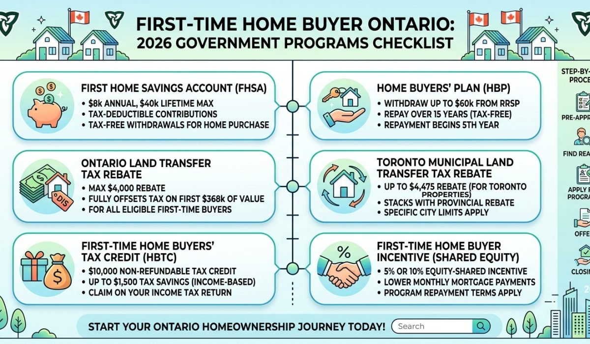 first-time home buyer Ontario 2026 government programs checklist