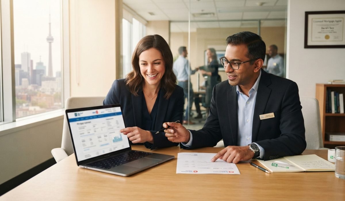 Ontario mortgage rates 2026 — homeowner reviewing mortgage options with a mortgage agent at a desk