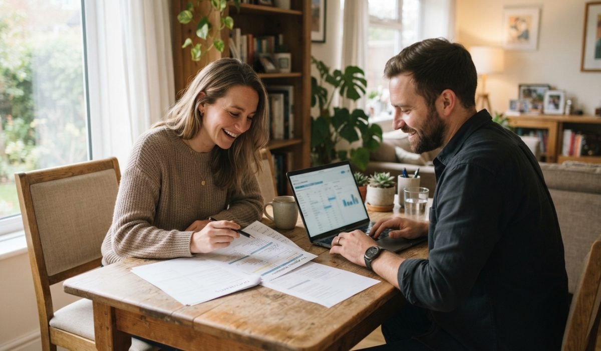 How much mortgage can I afford Ontario couple reviewing a pre-approval worksheet at home