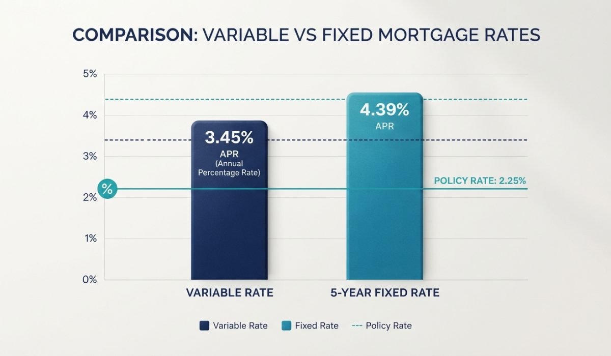 Bank of Canada rate September 2026 comparison of variable and fixed mortgage rates chart